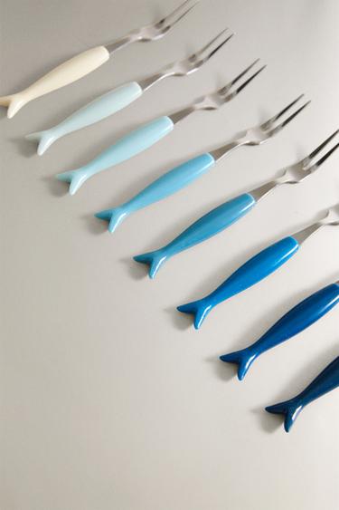 LOT FOURCHETTES À APÉRITIF POISSONS (LOT DE 8) - Bleu de Zara - Image 1