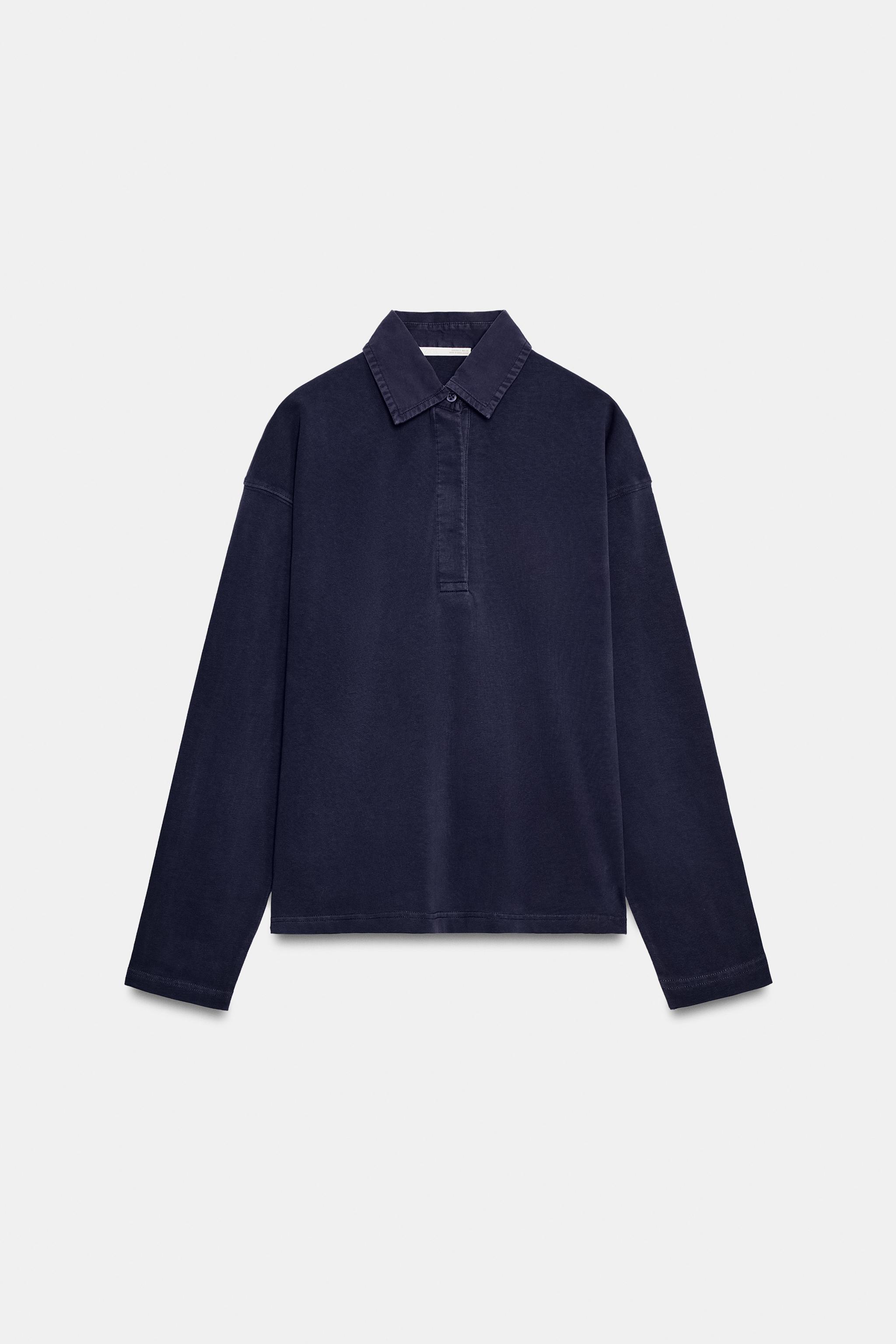 Женские рубашки Zara OVERSIZED COTTON POLO SHIRT — фото 5