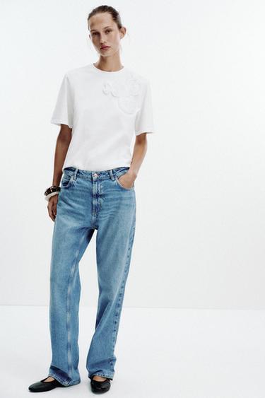 Zara FLORAL VOLUME T-SHIRT - White - Image 0