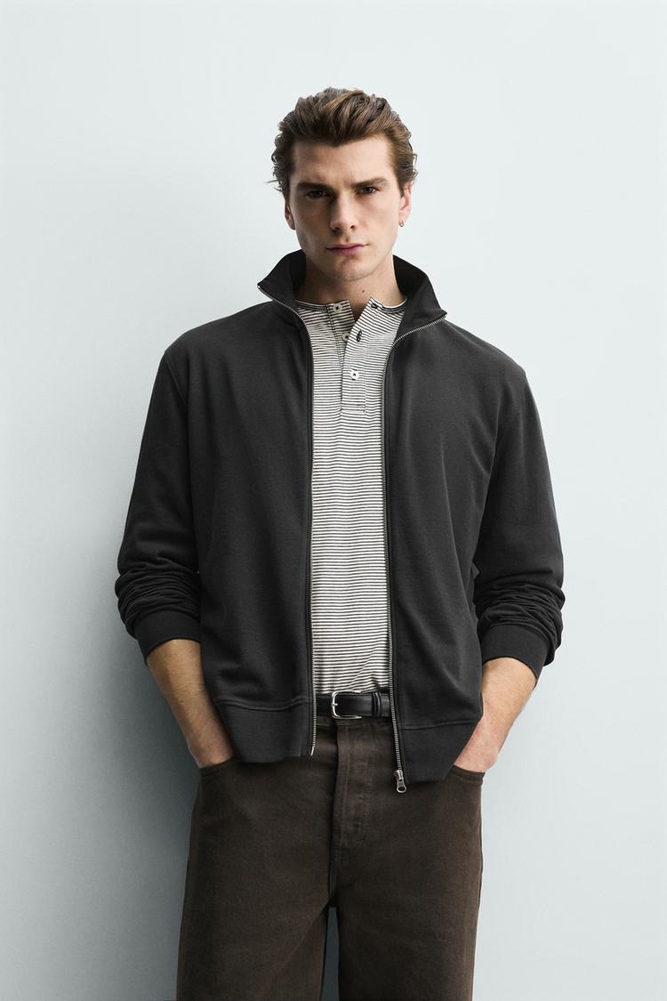 ZARA REGULAR FIT ZIP-UP SWEATSHIRT