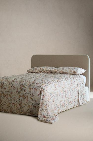 FLORAL SATEEN DUVET COVER (300 THREAD COUNT) - Oyster-white by Zara - Image 1