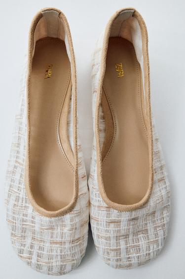 Zara TEXTURED FABRIC BALLERINA FLATS - Multi-color