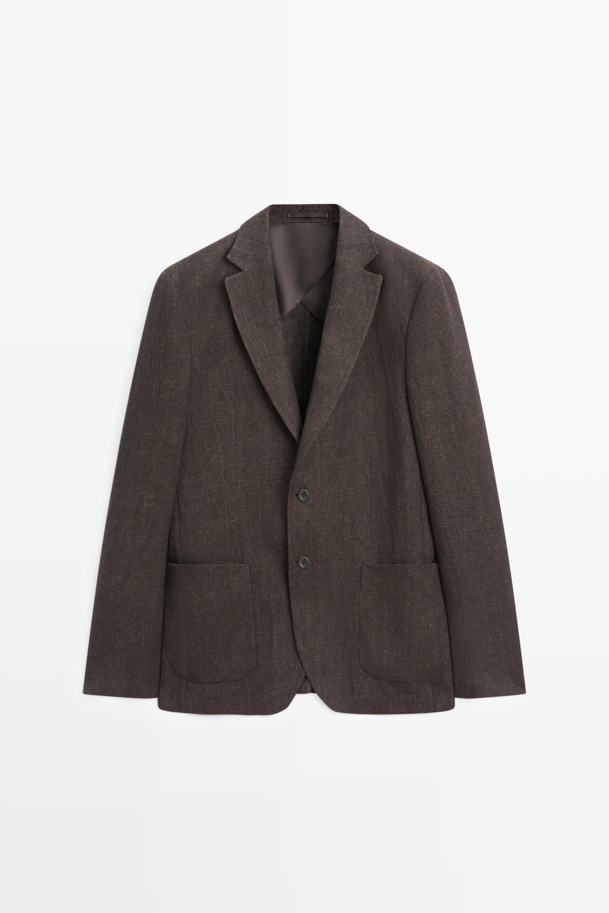 100% linen melange blazer — Mink marl