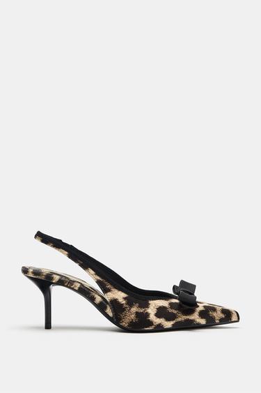 Zara BOW ANIMAL PRINT HEELED SHOES - Multi-color