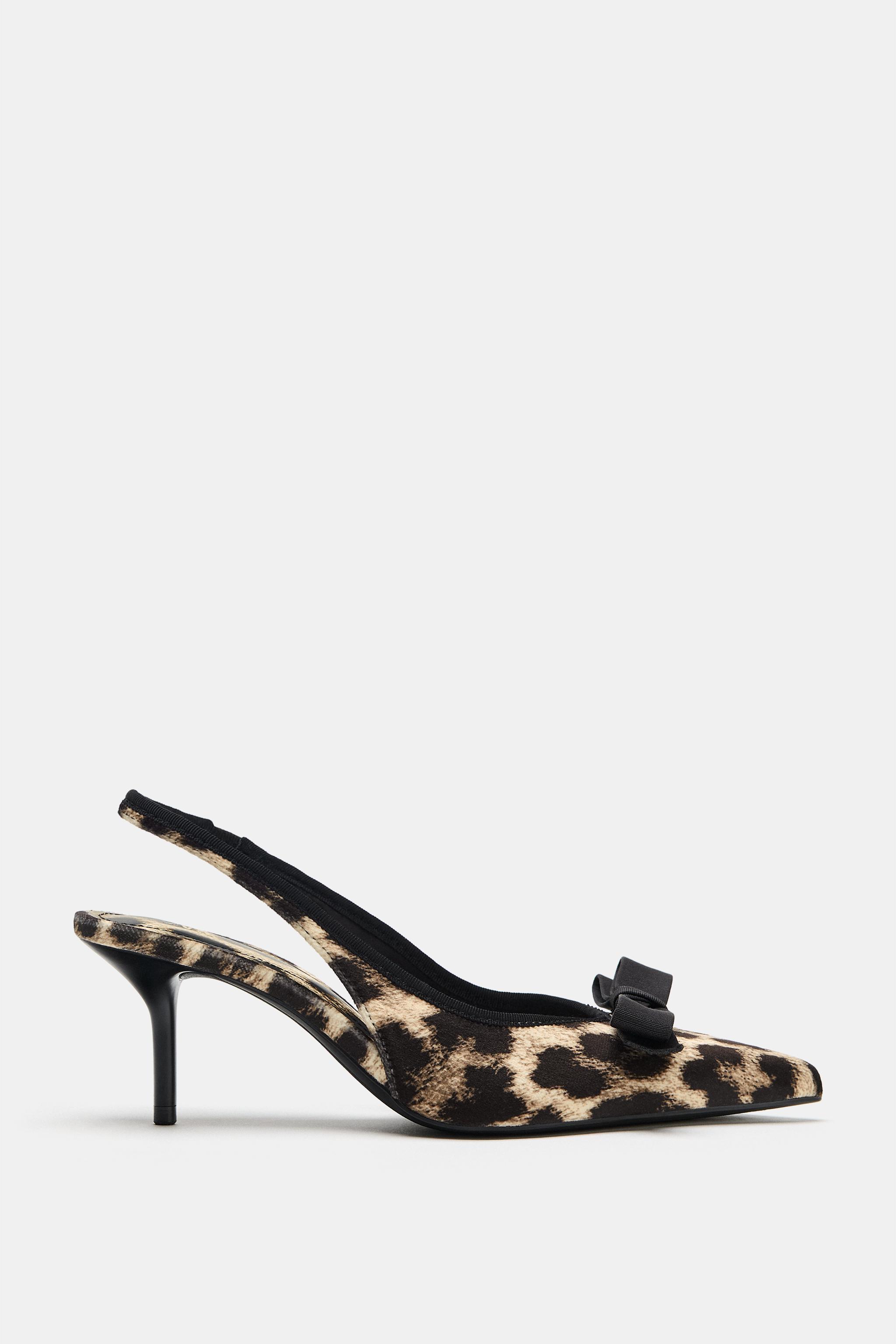 BOW ANIMAL PRINT HEELED SHOES