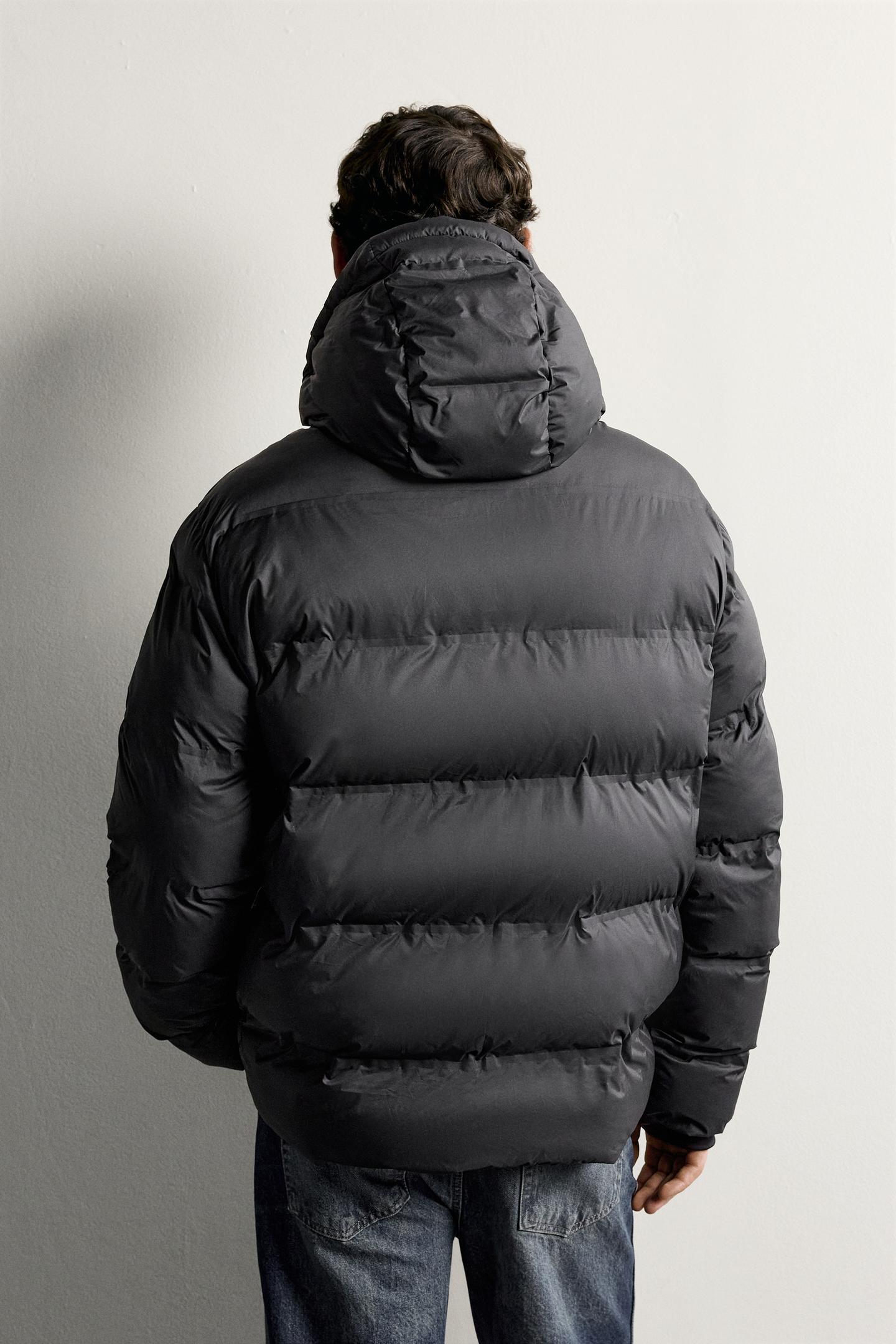 Мужская куртка Zara Quilted Hoodie Jacket, цвет: Чёрный — фото 3