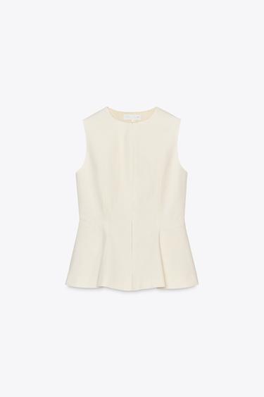 TOP PÉPLUM ZW COLLECTION - Écru de Zara - Image 5