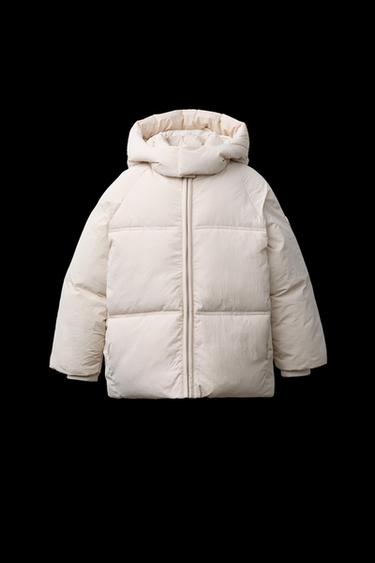 ABRIGO ACOLCHADO CAPUCHA WATER REPELLENT - Crudo de Zara - Imagen 0