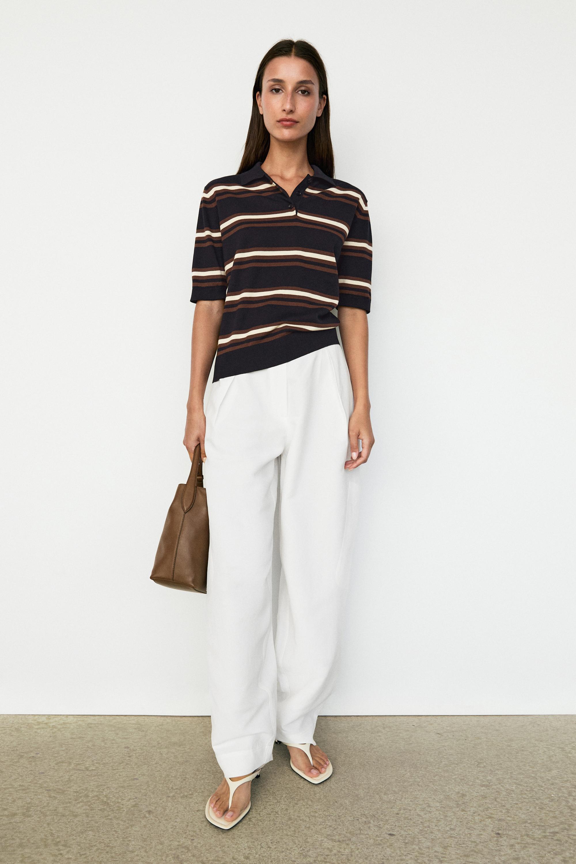 100% Cotton Striped Knit Polo