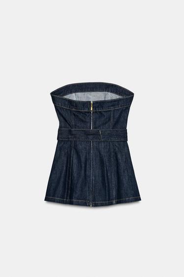 TOP Z1975 EN JEAN BUSTIER CEINTURE - Bleu de Zara - Image 6