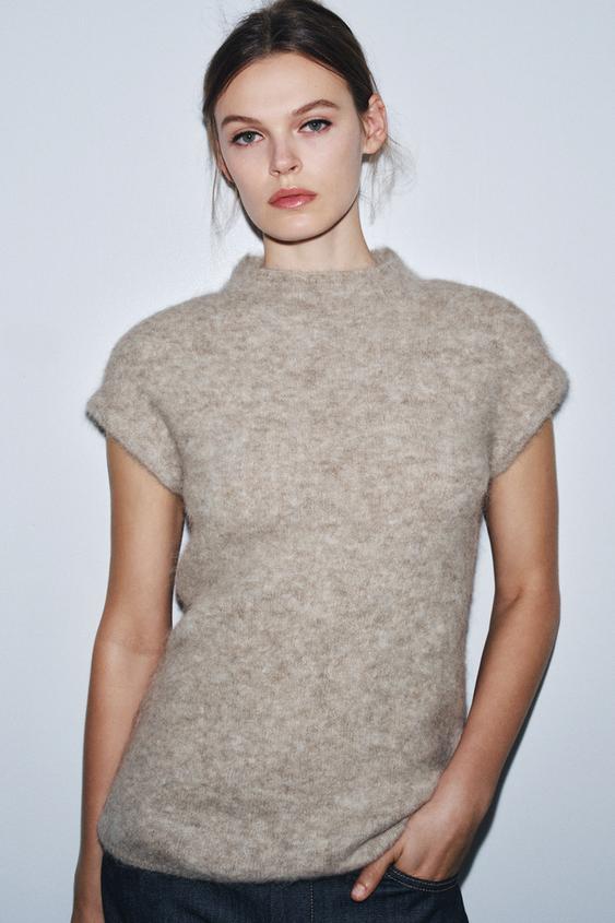 BRUSHED EFFECT ALPACA BLEND TOP