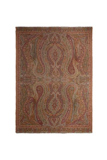 PAISLEY JACQUARD BLANKET - Brick by Zara