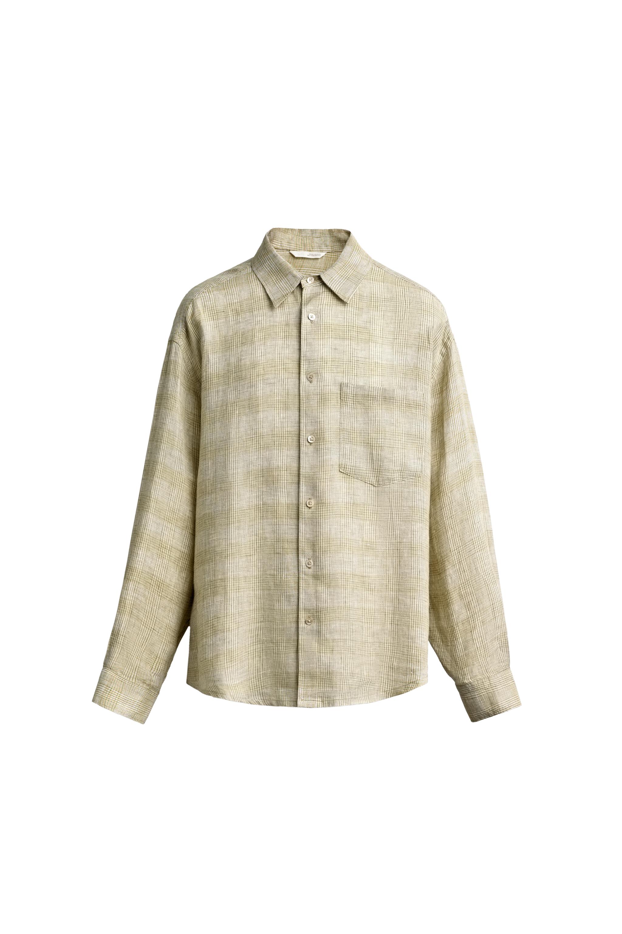 CAMISA RELAXED FIT CUADROS 100% LINO