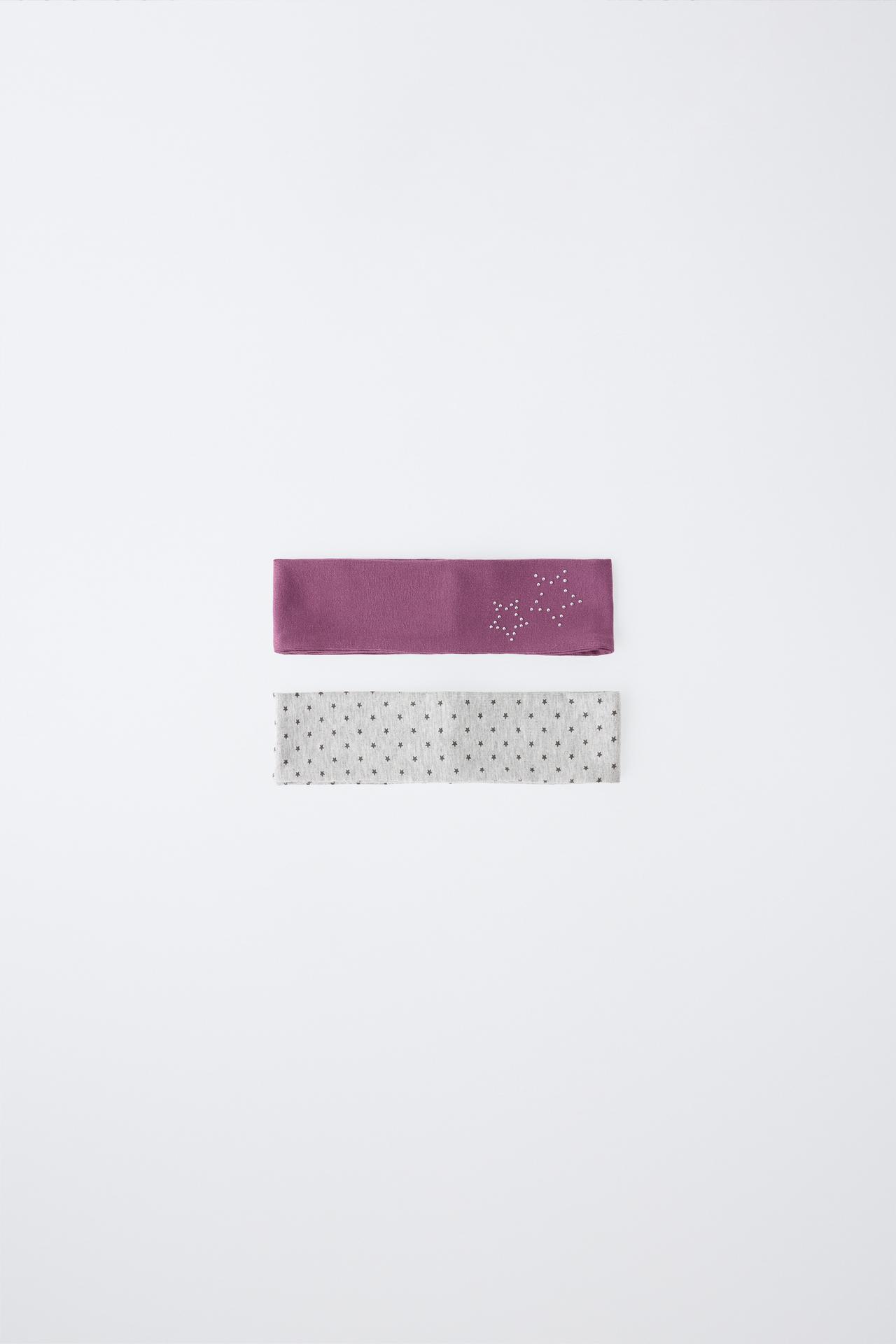 STUDDED STAR ELASTIC HEADBAND 2-PACK — Multicolored