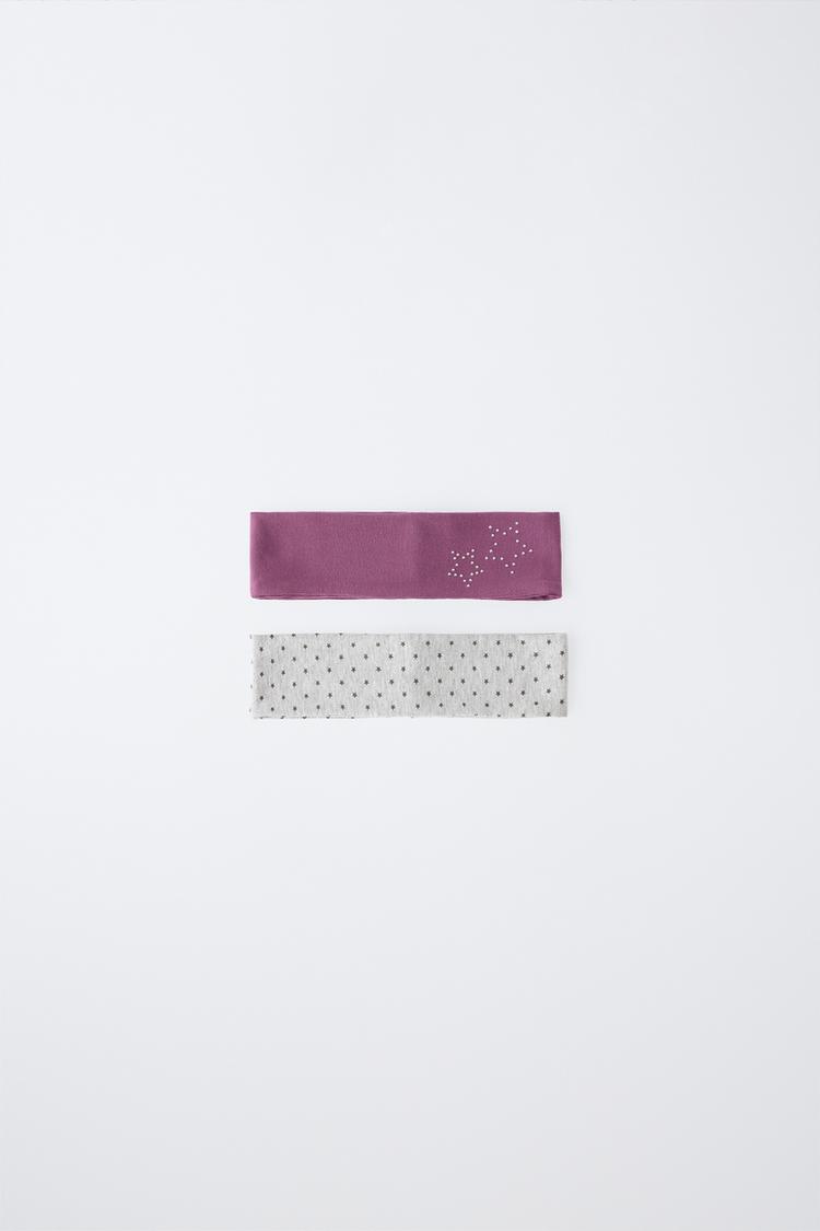 STUDDED STAR ELASTIC HEADBAND 2-PACK — Multicolored
