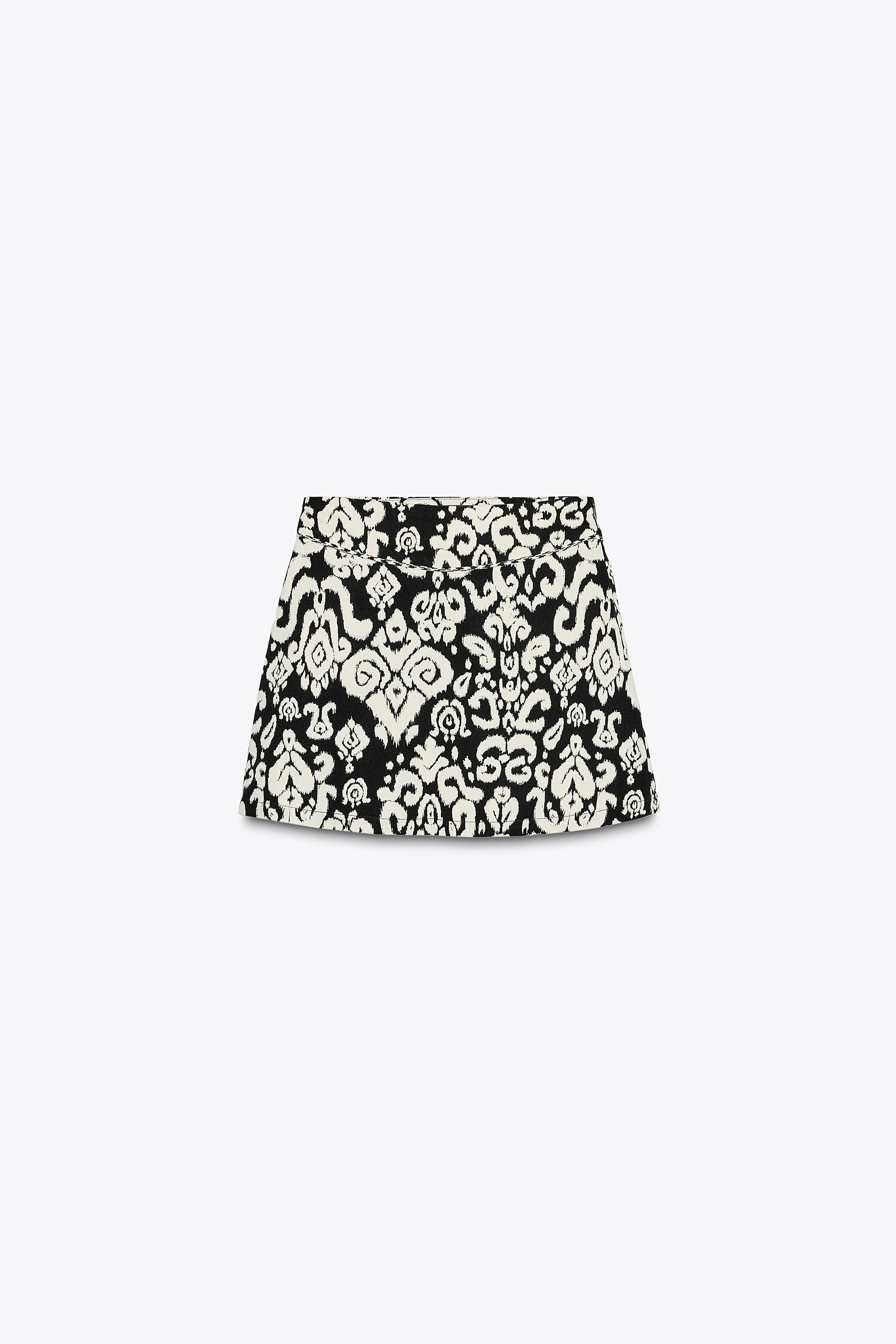 ZARA プリント柄スコート 2854/569 PRINTED SKORT - Black / White | ZARA United States