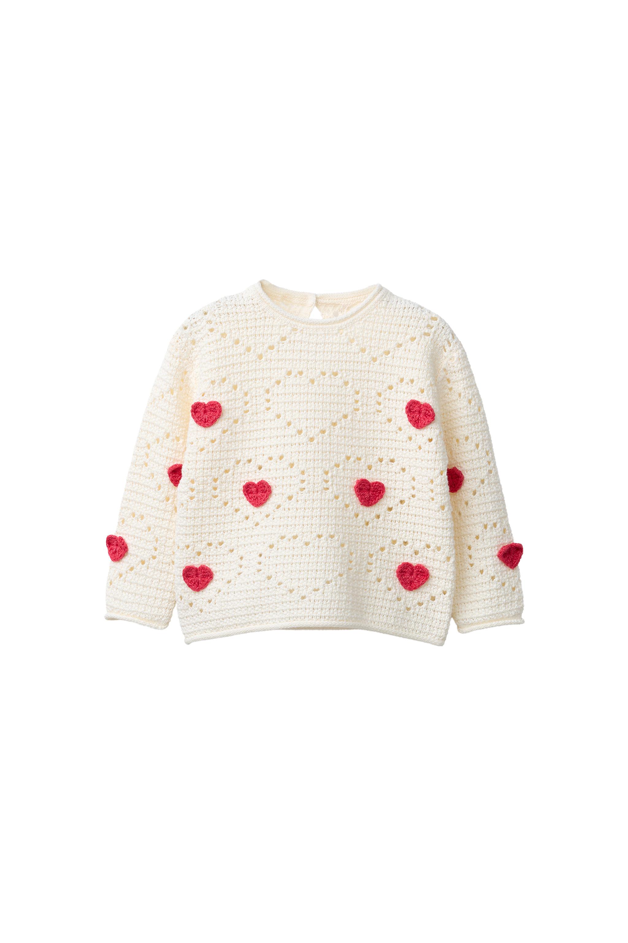 CROCHET KNIT HEART JUMPER - Ecru | ZARA United States