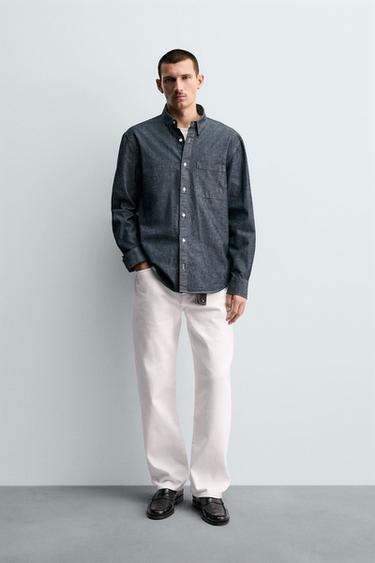 Zara RELAXED FIT DENIM SHIRT - Blue - Image 0