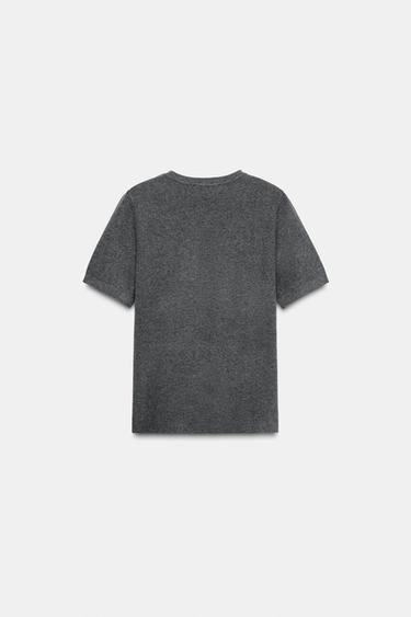 PULL EN MAILLE AU TOUCHER DOUX À MANCHES COURTES - Gris chiné de Zara - Image 5
