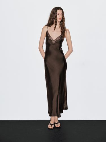 Zara Long slip dress - Chocolate
