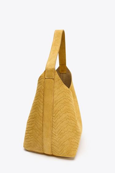 SAC TRESSÉ EN DAIM - Jaune de Zara - Image 6