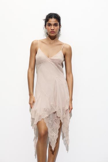DRESS WITH MATCHING LACE - Chalk pink by Zara