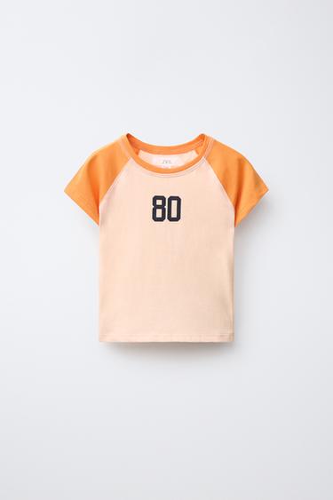 Zara RAGLAN SLEEVE T-SHIRT - Orange