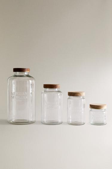 GLASS SCREW-ON STORAGE JAR - Light beige by Zara - Image 0
