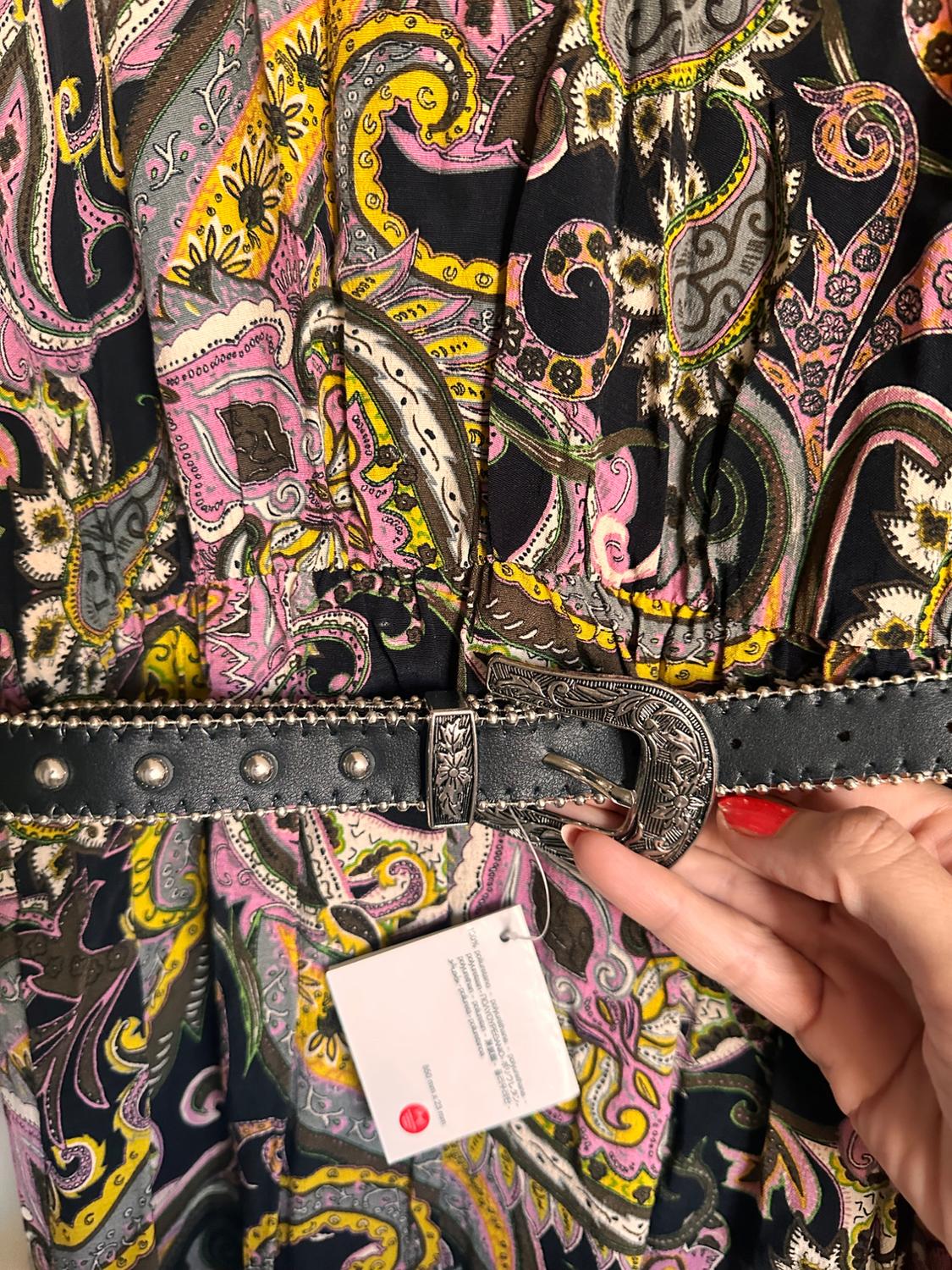 PRINTED DRESS WITH BELT - Image 7