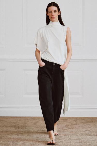 Zara ZW COLLECTION MID-RISE TAPERED JEANS - Black