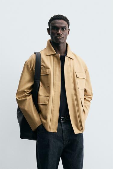 CAZADORA ALGODÓN BOLSILLOS - Beige de Zara