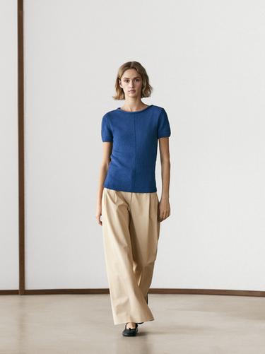 Zara Flowy cropped pants - Sand