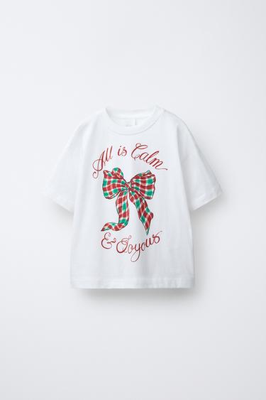 Zara PRINTED COTTON T-SHIRT - White
