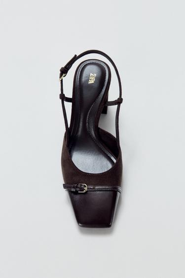 BLOCK HEEL SLINGBACK SHOES - Brown by Zara