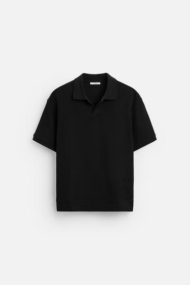 VERTICAL TEXTURED POLO SHIRT - Black by Zara