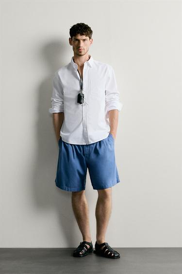 CAMISA REGULAR FIT ESTRUCTURA OXFORD - Blanco de Zara