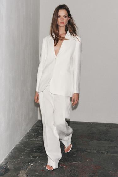 LINEN BLEND TROUSERS ZW COLLECTION - White by Zara