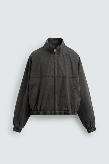 جاكيت LAVADA بقصة CROPPED - رمادي أنثراسايت الخاص بـ Zara