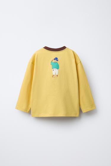 T-SHIRT WITH BEAR PRINT - Mid-yellow by Zara - Image 1