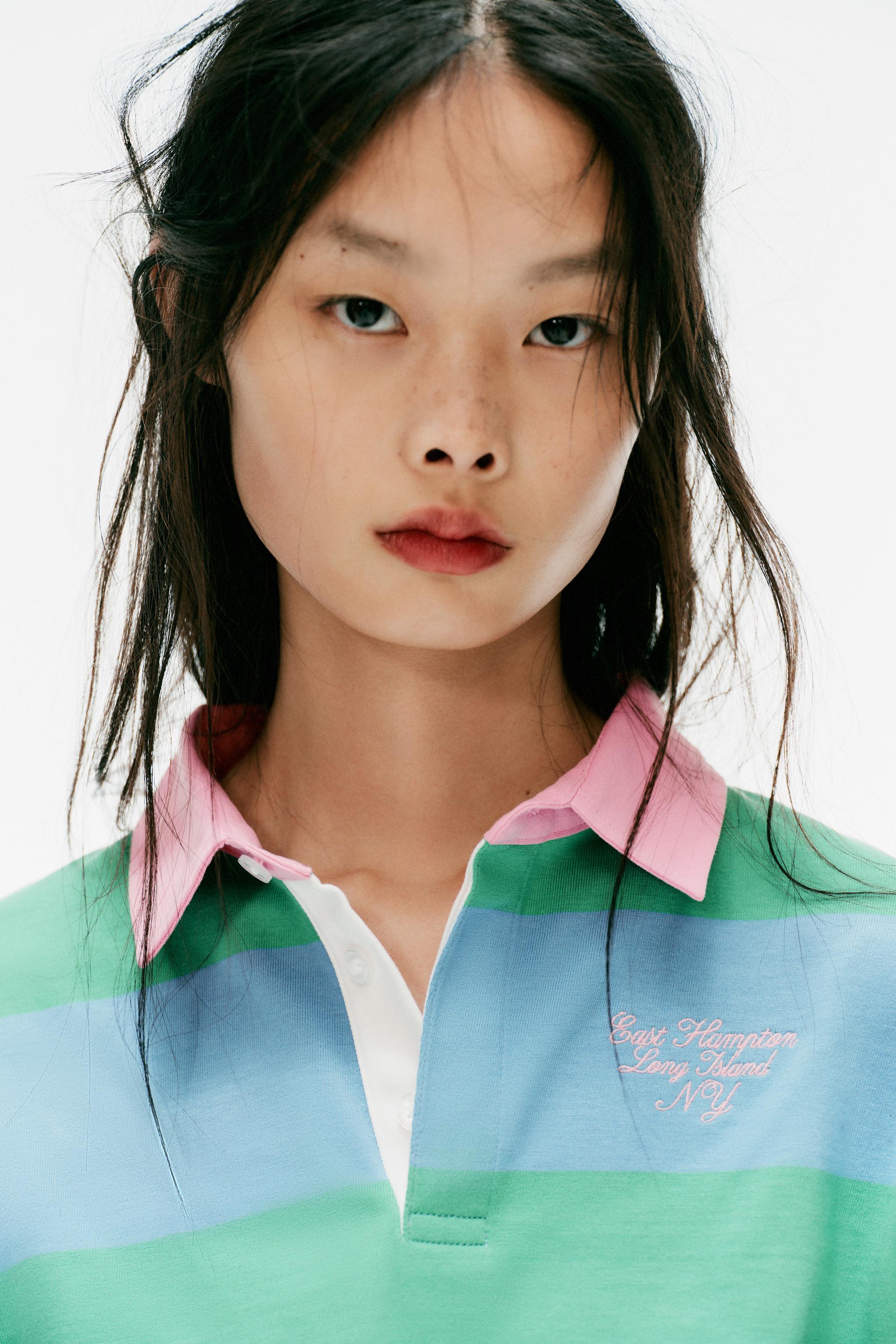 CONTRAST COLLAR STRIPED POLO SHIRT