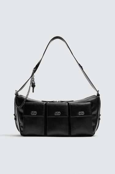 Zara MULTI-POCKET CROSSBODY BAG - Black