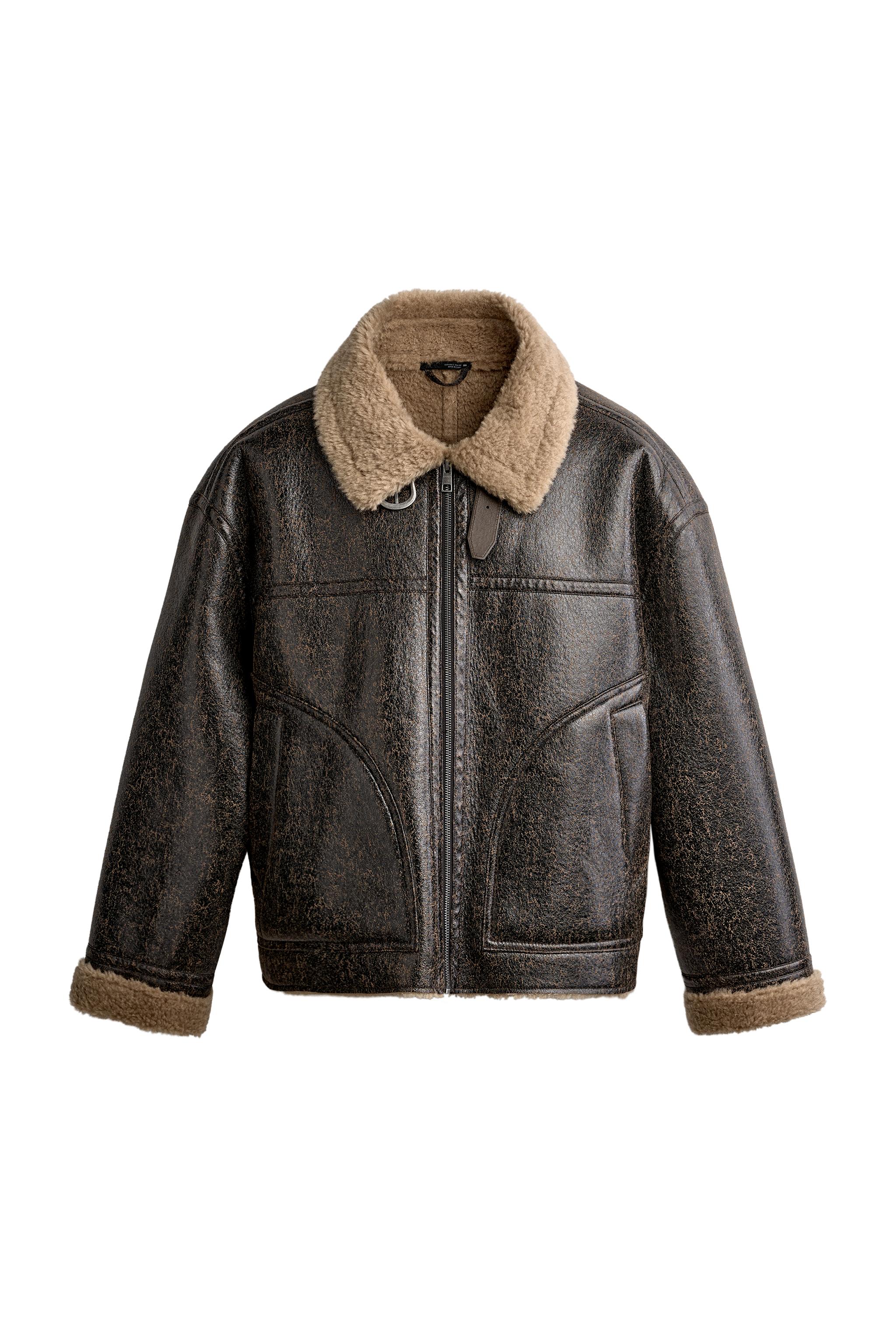 CAZADORA RELAXED FIT EFECTO PIEL