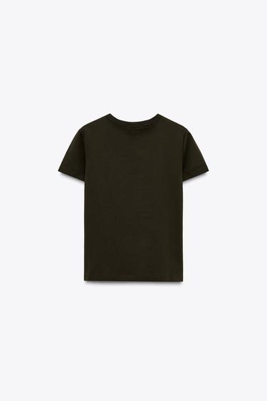 INTERLOCK-T-SHIRT MIT KURZEN ÄRMELN - GRÜN von Zara