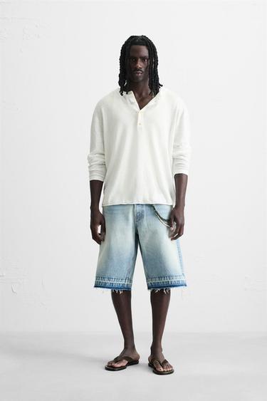 OHLAPNE JEANS BERMUDA HLAČE - Svetlo modra de Zara - Slika 0