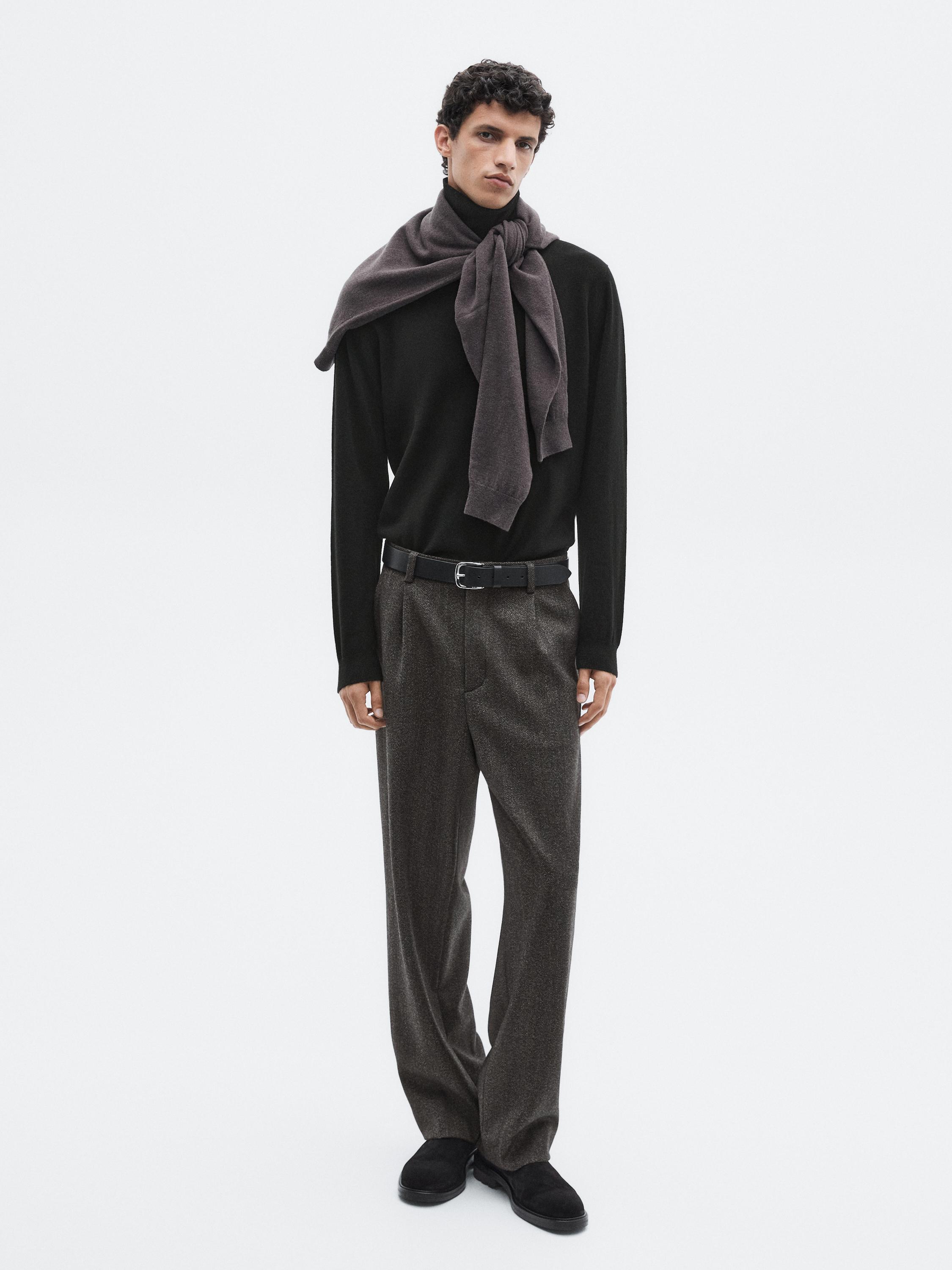 Herringbone wool blend trousers - LIMITED