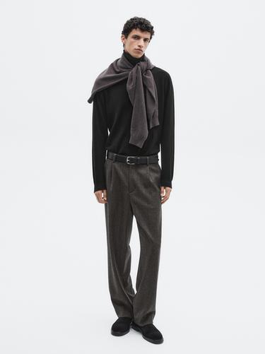 Zara Herringbone wool blend trousers - LIMITED - Gray - Image 0