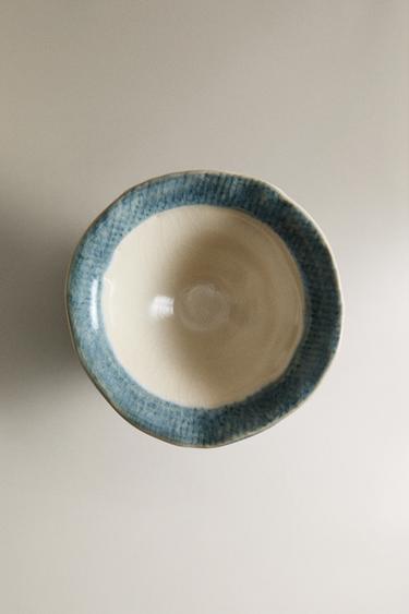 CERAMIC BOWL WITH CHECK BORDER - Blue by Zara - Image 4