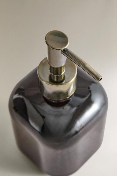 DARK GLASS SOAP DISPENSER - Brown by Zara - Image 1