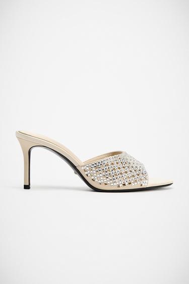 SPARKLY HEELED SANDALS - Ecru White by Zara