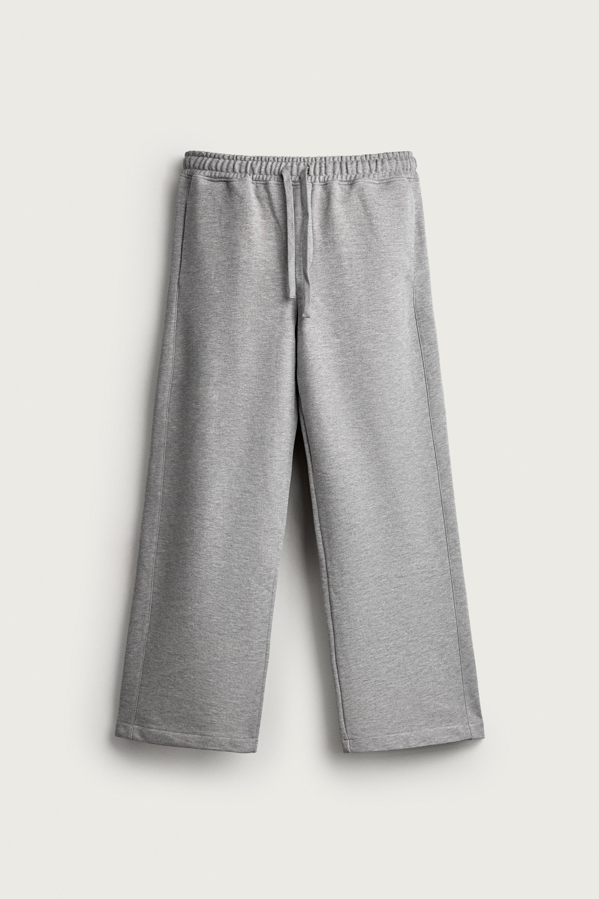 BASIC STRAIGHT-FIT SWEATPANTS — Gray marl